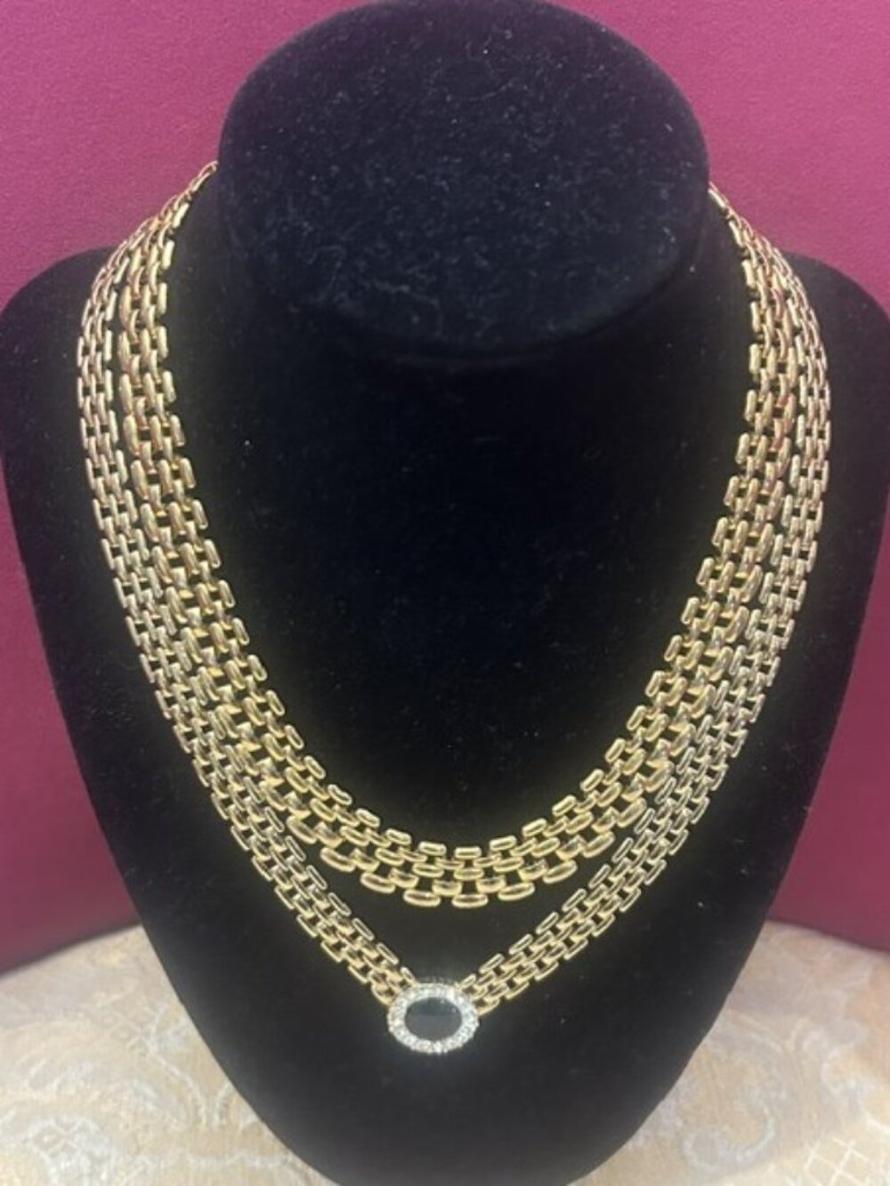 JEWELS BY PARK LANE Panther Link Gold Collar NECKLACE – 2 Set